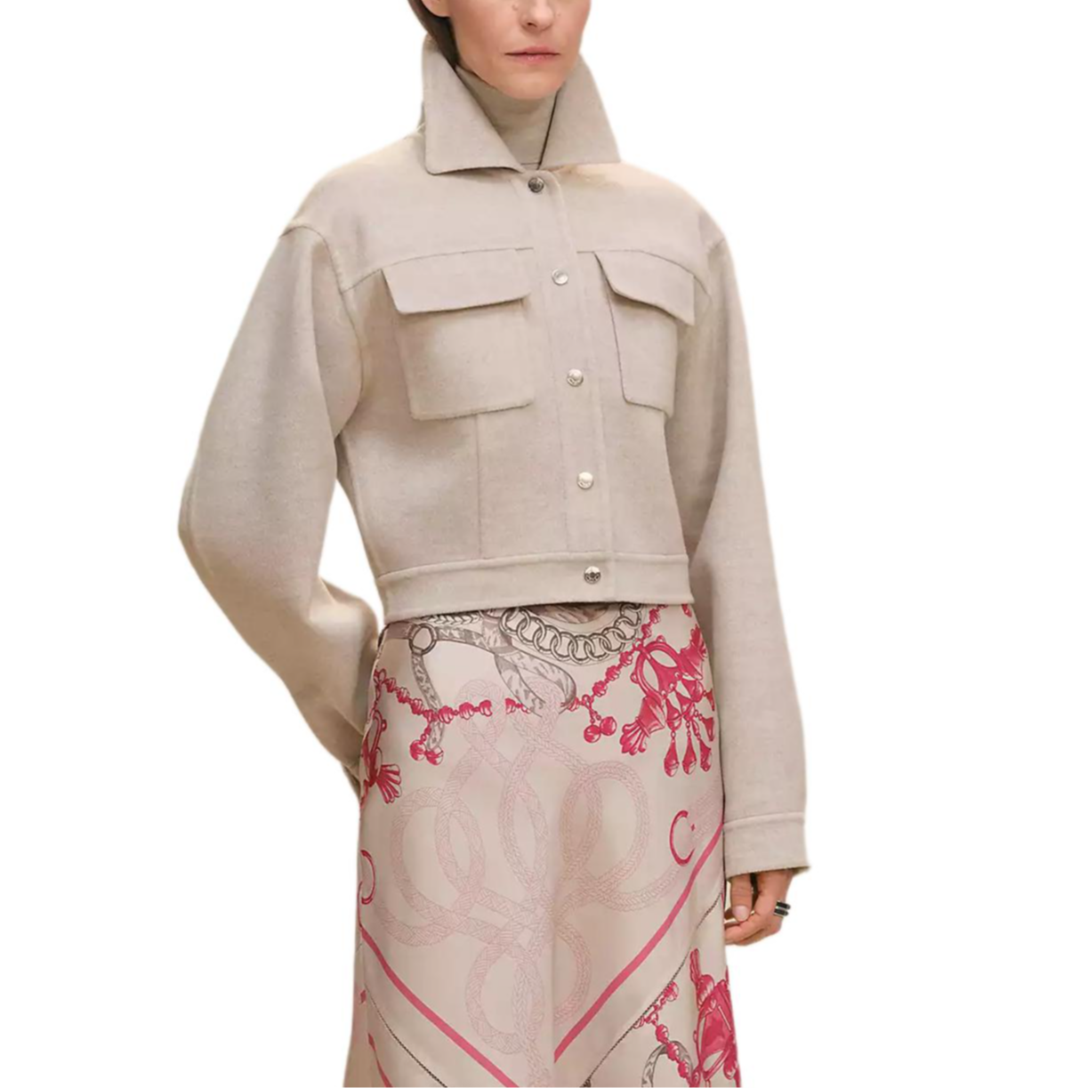 Order (Women) HERMES FW23  Reversible Cashmere Jacket Beige Denim-Inspired Design H5H0122DBMV