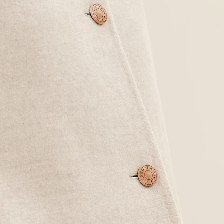 Details for (Women) HERMES FW23  Sleeveless Long Vest in Solid Off-White with Pockets. H3H0191DBMV