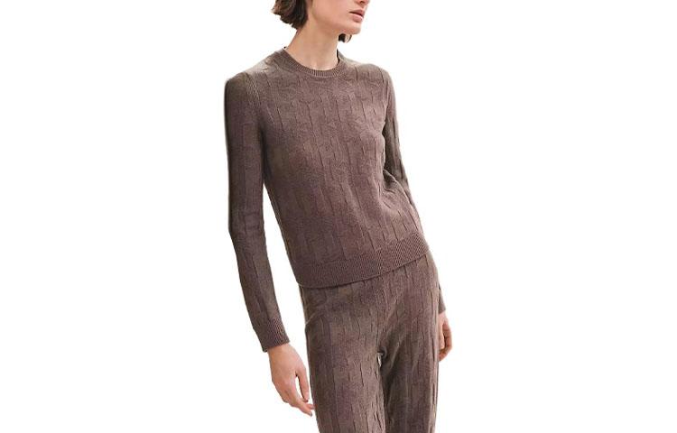Order (Women) HERMES FW23  Solid Grey Crewneck Knit Sweater in Elephant Grey. H3H2617D4DK
