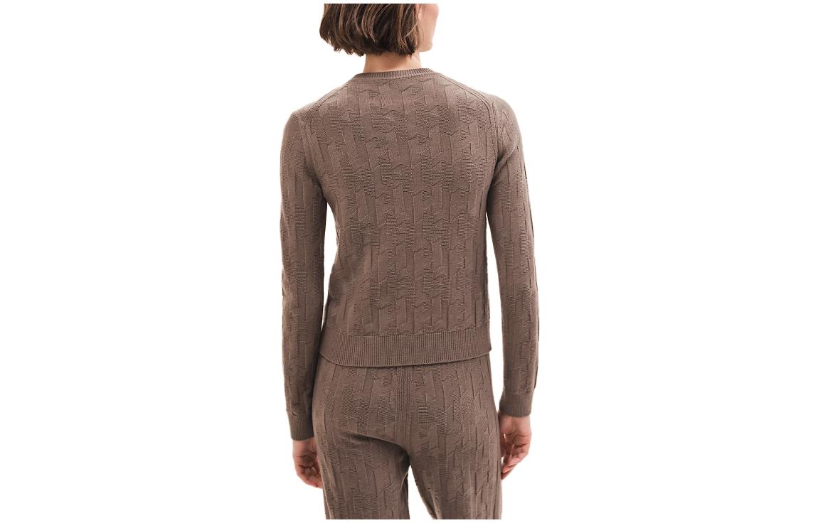 Lookbook (Women) HERMES FW23  Solid Grey Crewneck Knit Sweater in Elephant Grey. H3H2617D4DK