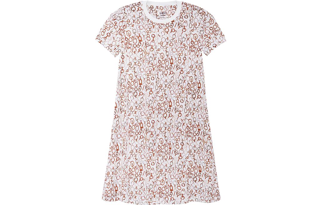 Order (Women) HERMES FW23  White Color-Block Pattern Short-Sleeve Mini Dress. H3H4514DRTL