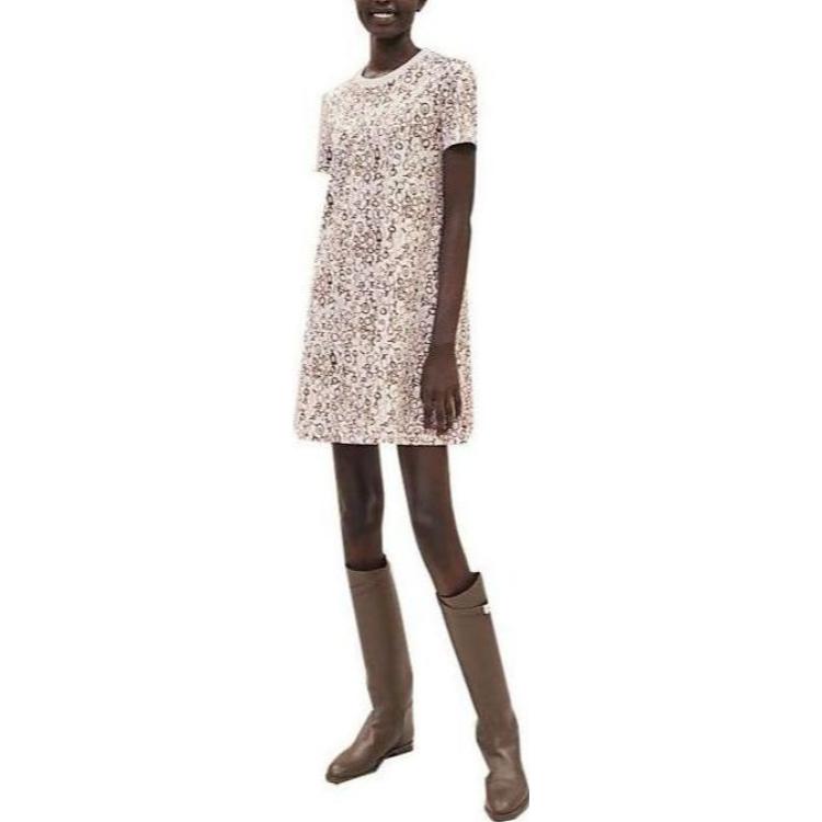 Purchase (Women) HERMES FW23  White Color-Block Pattern Short-Sleeve Mini Dress. H3H4514DRTL