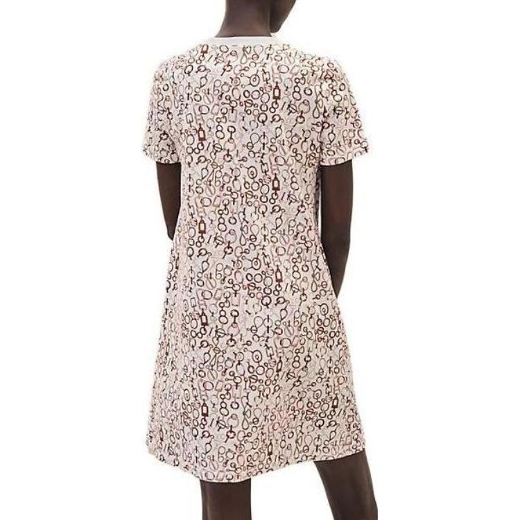 Details for (Women) HERMES FW23  White Color-Block Pattern Short-Sleeve Mini Dress. H3H4514DRTL