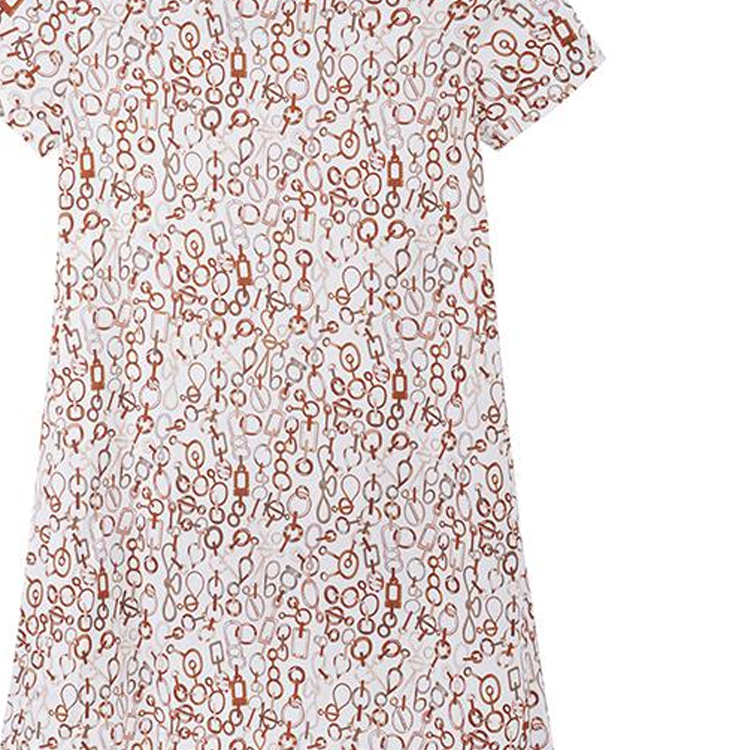 Sizing (Women) HERMES FW23  White Color-Block Pattern Short-Sleeve Mini Dress. H3H4514DRTL