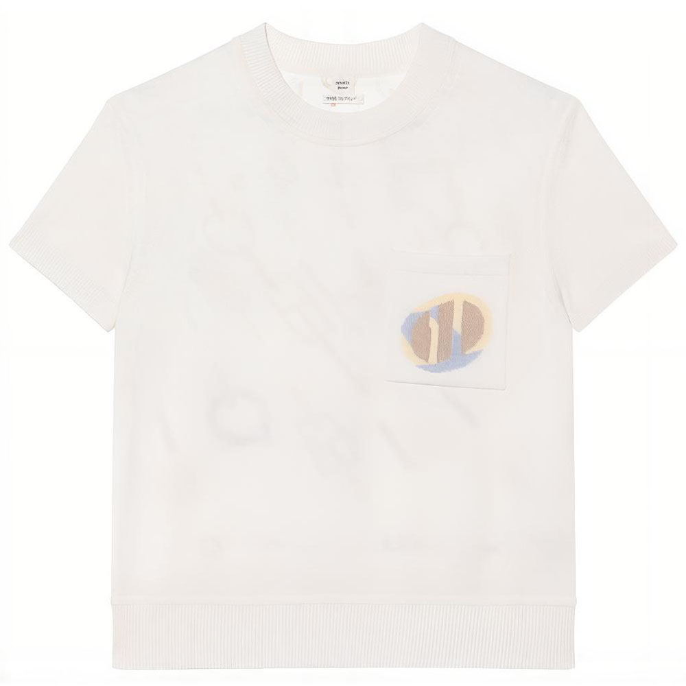 (Women) HERMES FW23  White Crew Neck Graphic Print Oversized T-Shirt. H3H2818D4TL