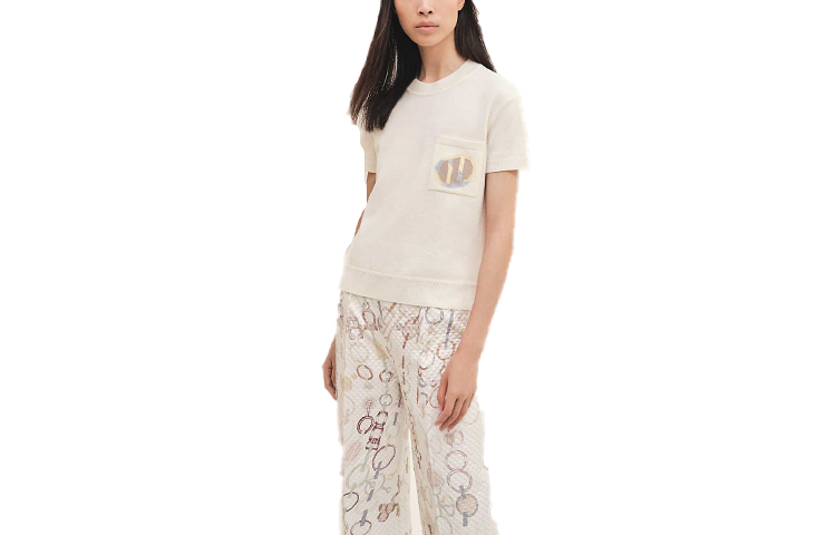 (Women) HERMES FW23  White Crew Neck Graphic Print Oversized T-Shirt. H3H2818D4TL 圖 2