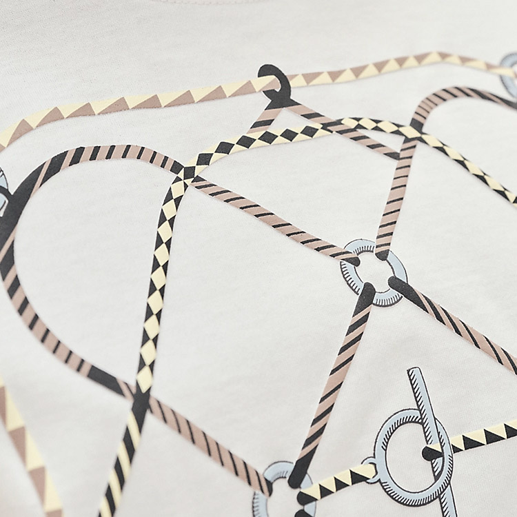 Purchase (W) 에르메스 FW23 화이트 레터 프린트 반팔 풀오버 티셔츠. H3H4609DL90