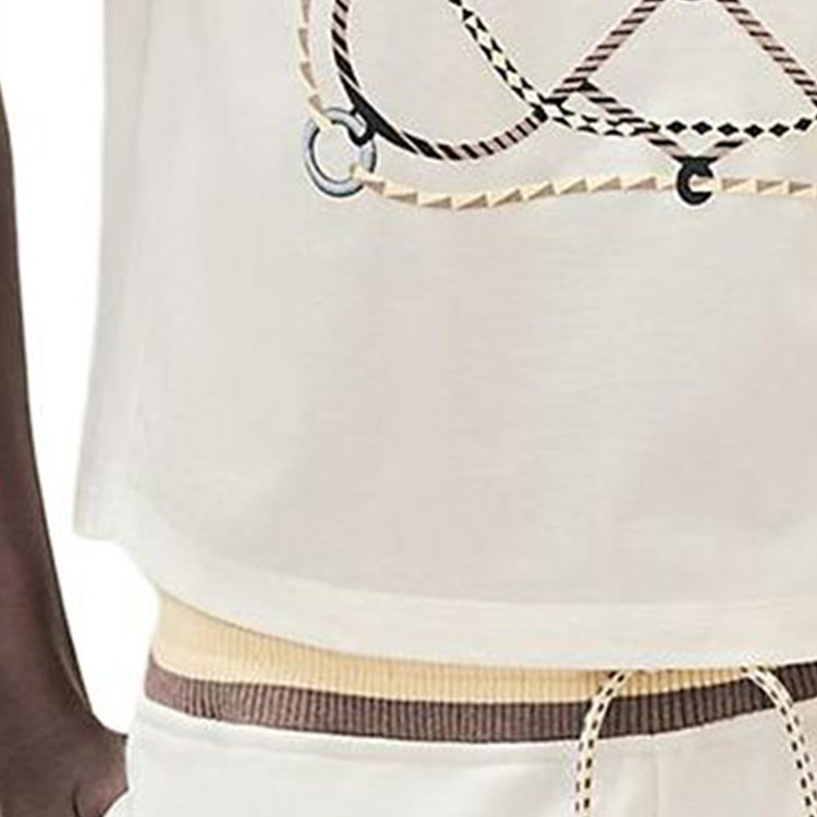 Sizing (W) 에르메스 FW23 화이트 레터 프린트 반팔 풀오버 티셔츠. H3H4609DL90