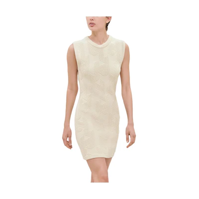 (Women) HERMES FW23 White Sleeveless Slim Dress with Letter Pattern. H3H2501D4A3
