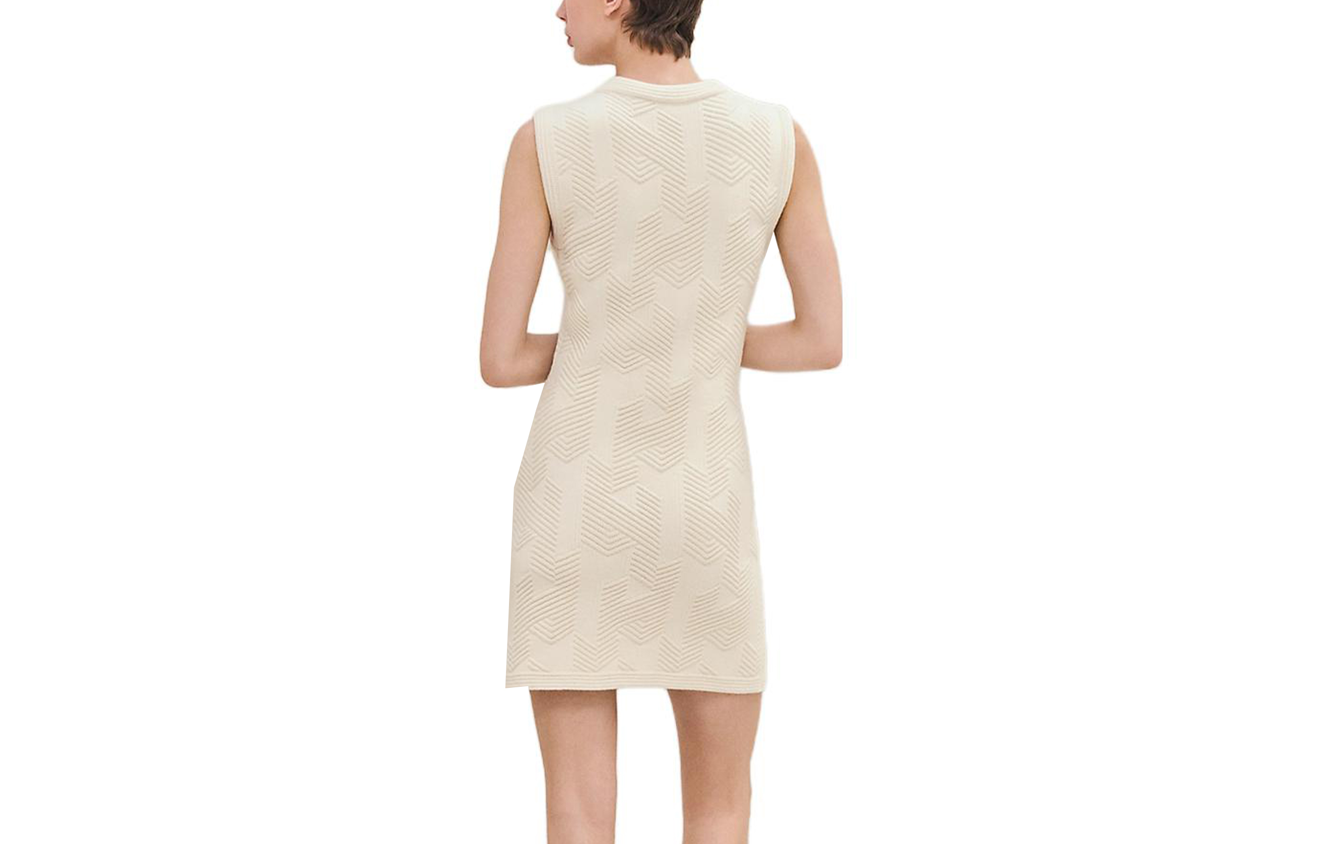 Lookbook (Women) HERMES FW23  White Sleeveless Slim Dress with Letter Pattern. H3H2501D4A3