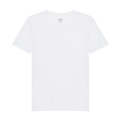 (Women) HERMES FW23 White Solid Color Crewneck Casual Short Sleeve T-Shirt H3H4611DL90