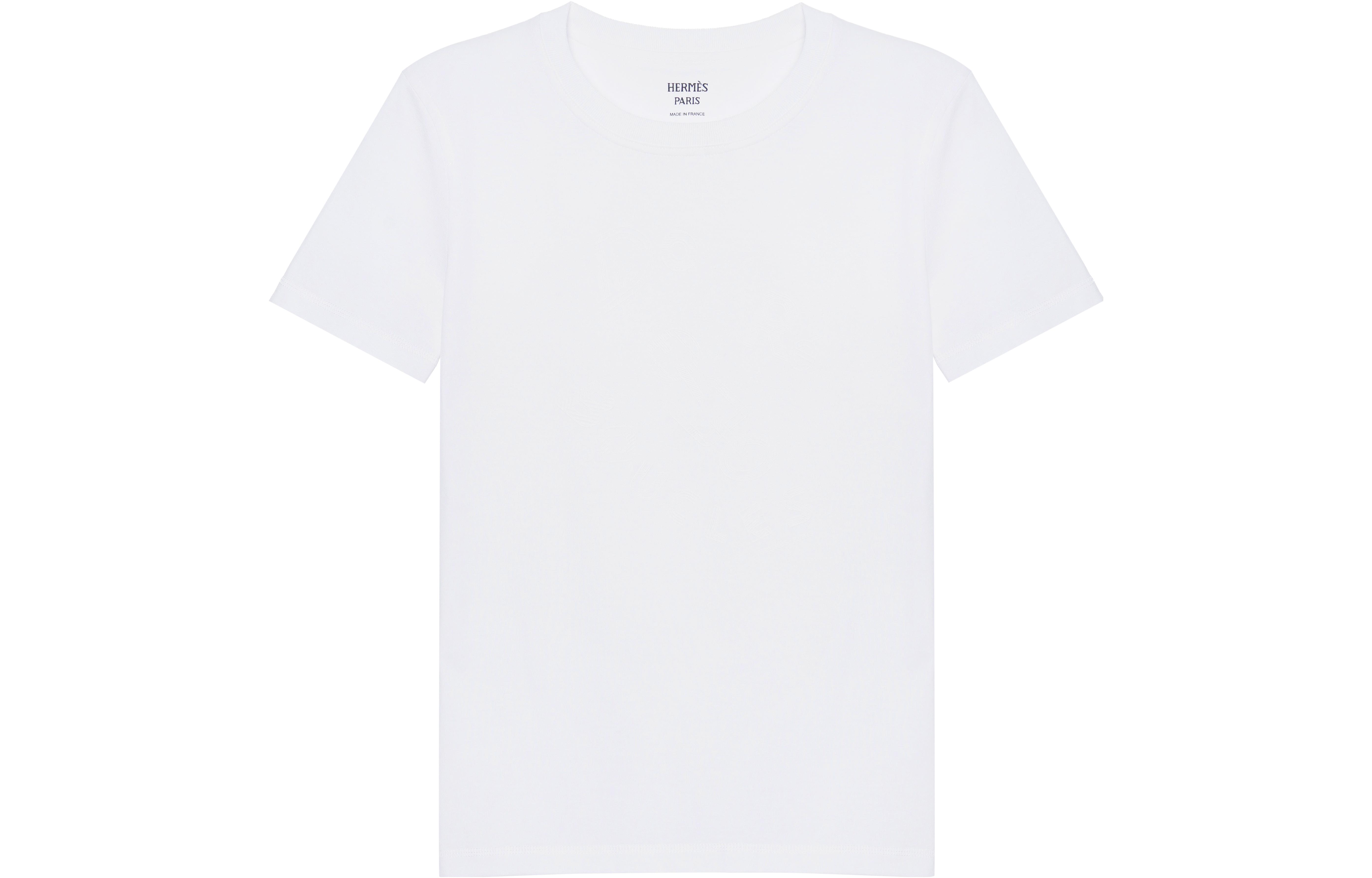 Order (W) HERMES FW23 Camiseta Blanca Casual de Manga Corta Cuello Redondo. H3H4611DL90