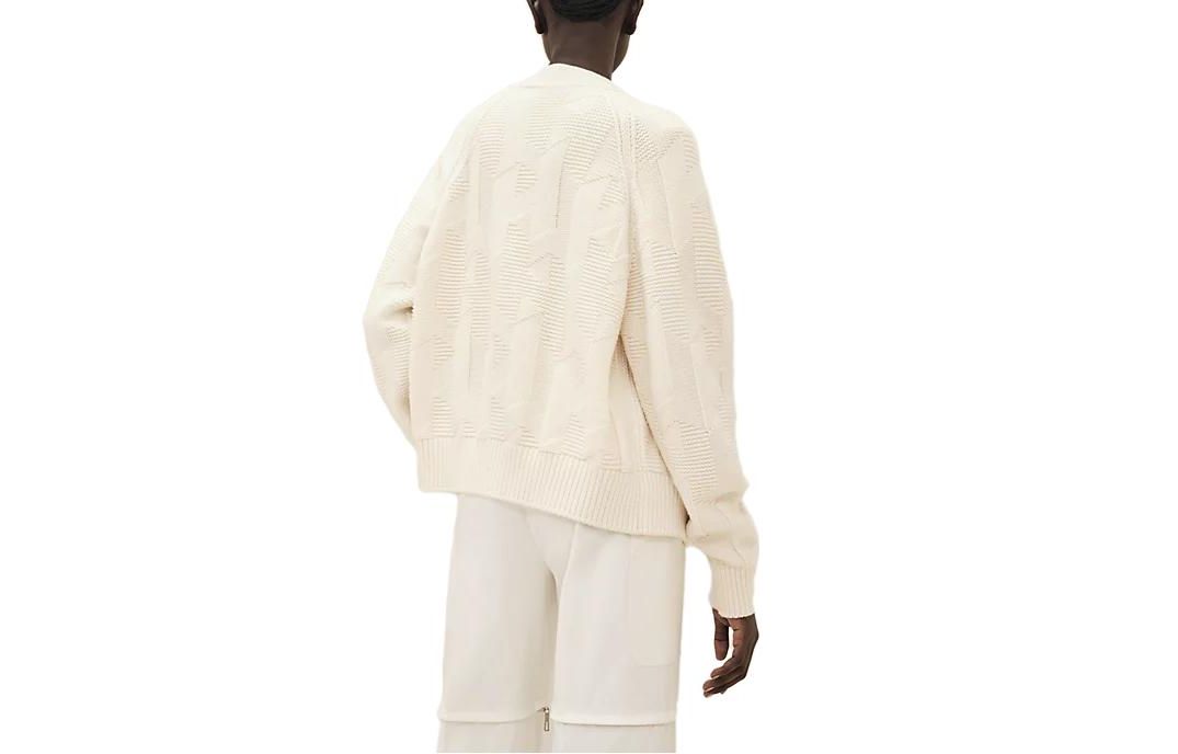 Lookbook (W) HERMES FW23 白色V領羅紋長袖針織毛衣 H3H2701D4A3