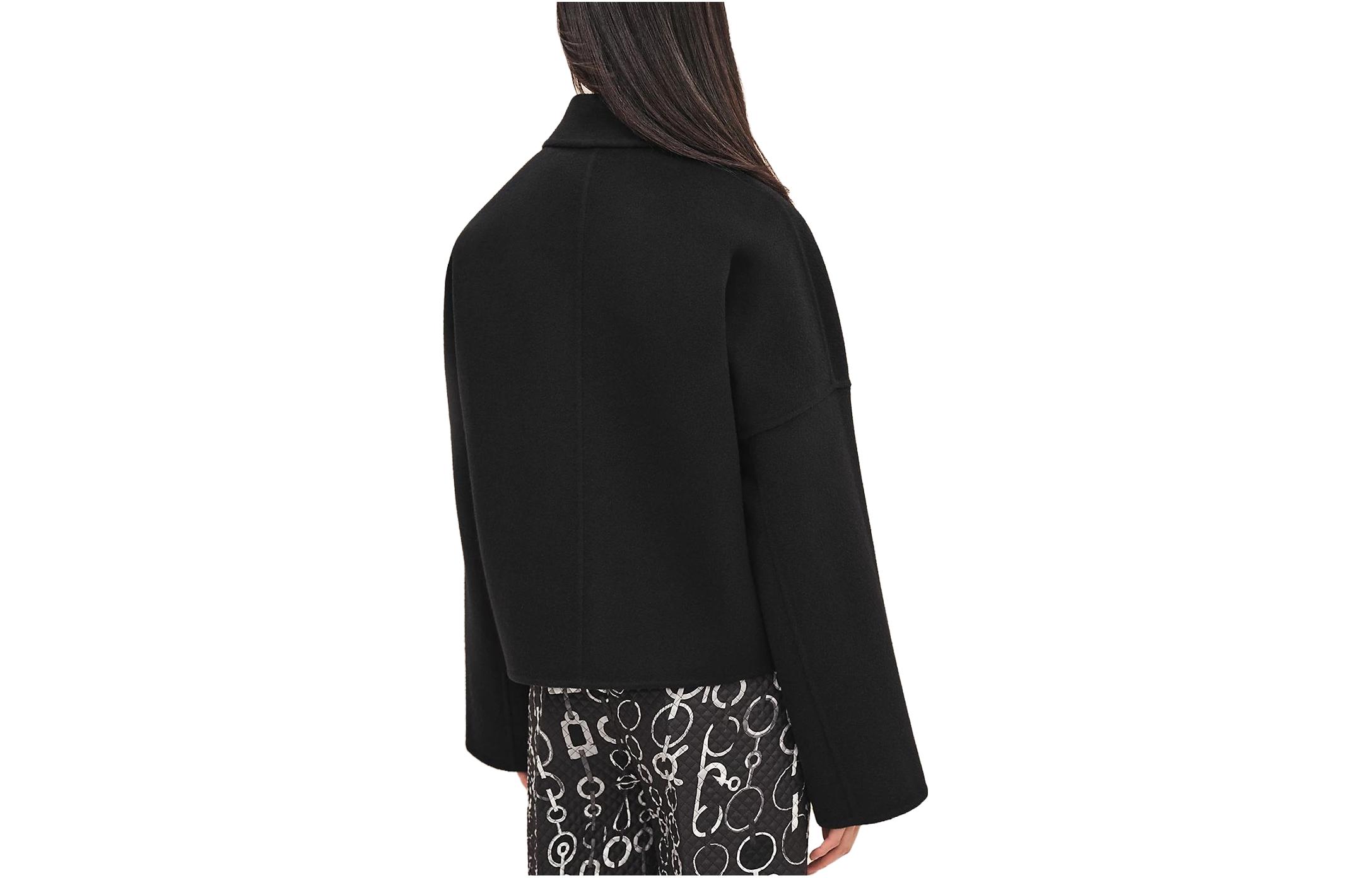 Lookbook (Women) HERMES FW23 Embossed Leather Button Jacket Women’s Black H3H0102DA02