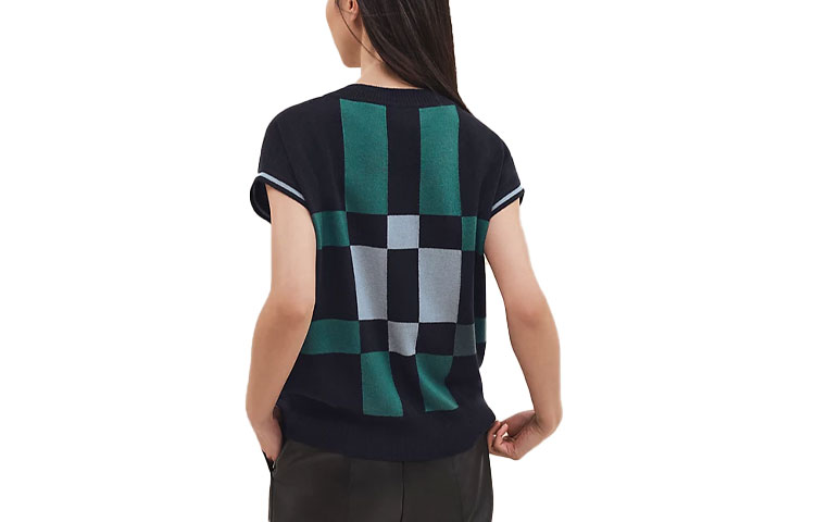 Lookbook (Women) HERMES FW23 Patterned Crewneck Knit Sweater Women’s Oxford Green H3H2608DDED