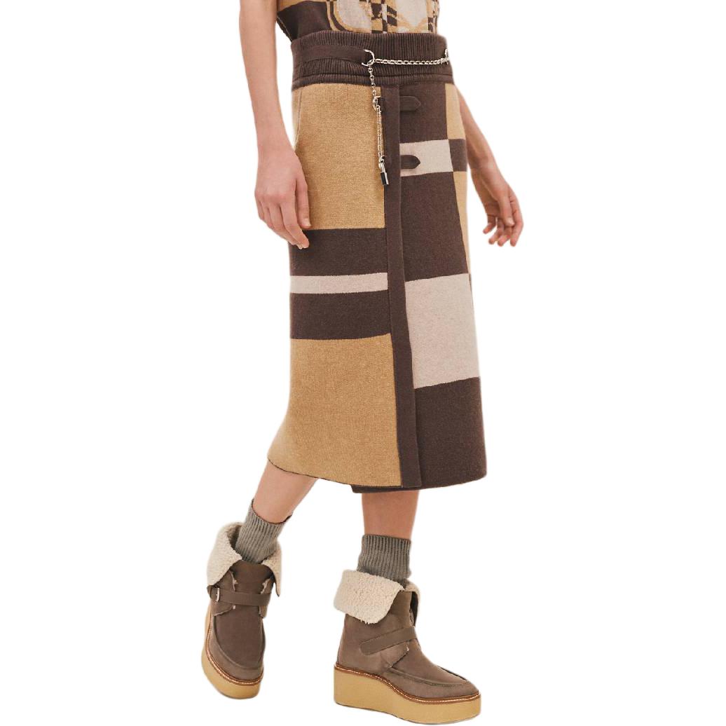 Lookbook (W) HERMES FW23 女士多色格紋印花中長針織裙 H3H2302DD5P38