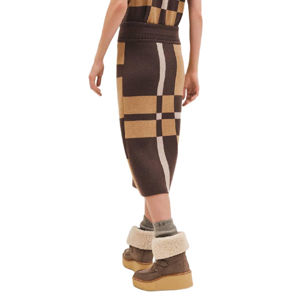 Shop (W) HERMES FW23 女士多色格紋印花中長針織裙 H3H2302DD5P38