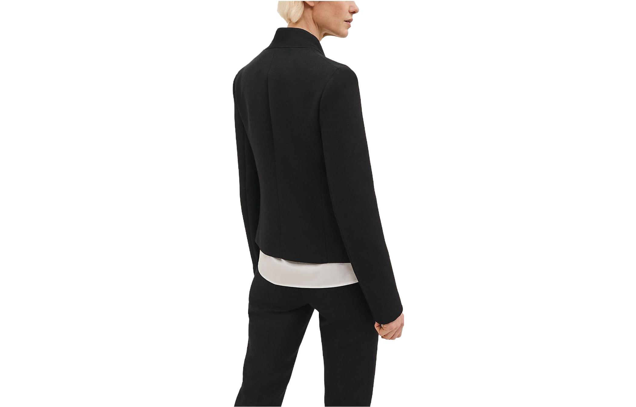 Lookbook (Women) Hermes FW23 Solid Black Twill Buckle Long Sleeve Jacket H3H0217DX02