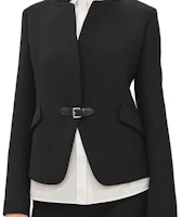 Shop (Women) Hermes FW23 Solid Black Twill Buckle Long Sleeve Jacket H3H0217DX02