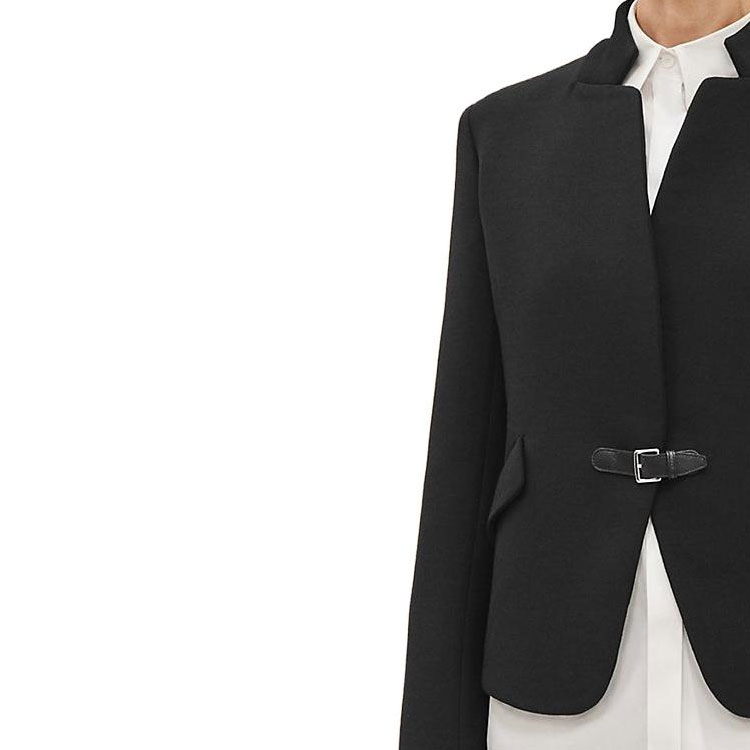 Details for (Women) Hermes FW23 Solid Black Twill Buckle Long Sleeve Jacket H3H0217DX02