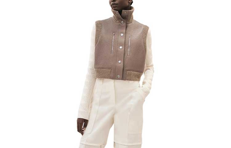 (Women) HERMES FW23 Washed Deer Leather Sleeveless  Vest Gray Brown. H3H1210D2DK