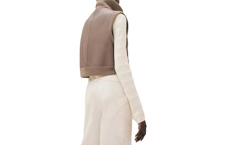 Lookbook (W) HERMES FW23 洗鹿皮無袖背心灰褐色 H3H1210D2DK