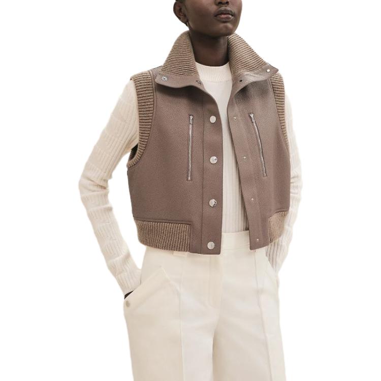 Shop (W) HERMES FW23 洗鹿皮無袖背心灰褐色 H3H1210D2DK