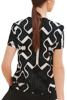 (Women) HERMES FW24 Black Knit Short-Sleeve Sweater with Colorblock Print. H4H4632DD02 Lookbook (Women) HERMES FW24 Black Knit Short-Sleeve Sweater with Colorblock Print. H4H4632DD02