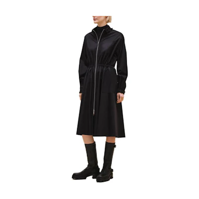 (Women) HERMES FW24 Black Solid Long Sleeve Mid-Length Zip Dress. H4H0571DV02