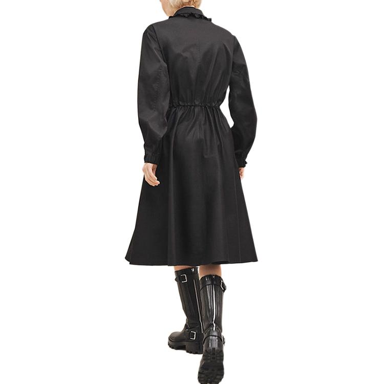 Shop (W) HERMES FW24 黑色長袖中長款拉鍊洋裝。 H4H0571DV02