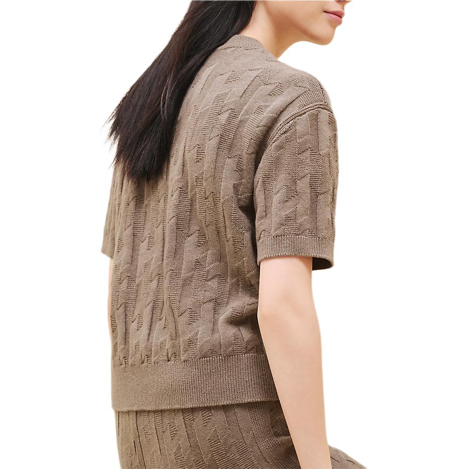 Lookbook (Women) HERMES FW24  Grey Short-Sleeve Knit Sweater with Letter Pattern. H4H2621D3DK