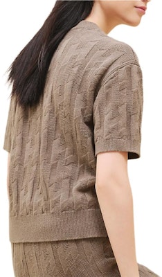 (Women) HERMES FW24 Grey Short-Sleeve Knit Sweater with Letter Pattern. H4H2621D3DK Lookbook (Women) HERMES FW24 Grey Short-Sleeve Knit Sweater with Letter Pattern. H4H2621D3DK