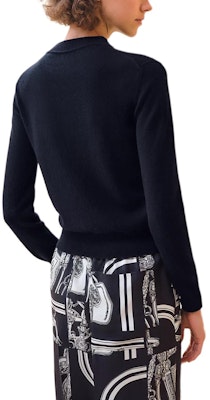 (Women) HERMES FW24 Logo Crewneck Cashmere Sweater in Blue-Black. H4H2602D15H Lookbook (Women) HERMES FW24 Logo Crewneck Cashmere Sweater in Blue-Black. H4H2602D15H