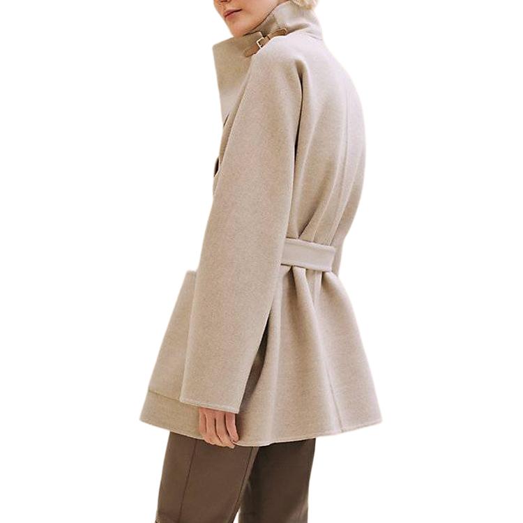 Lookbook (Women) HERMES FW24  Natural Beige Belted Long Sleeve Coat. H4H0104DBMV
