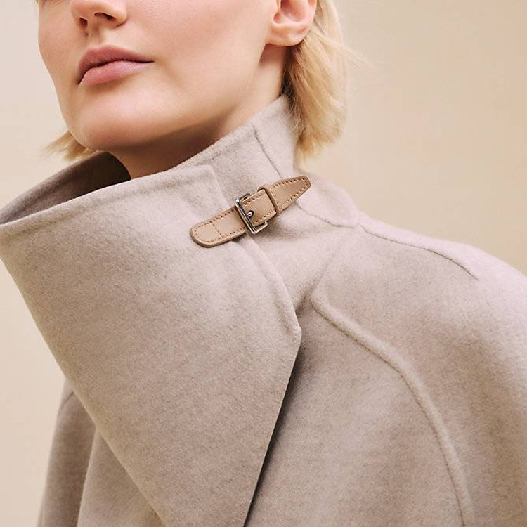 Shop (Women) HERMES FW24  Natural Beige Belted Long Sleeve Coat. H4H0104DBMV