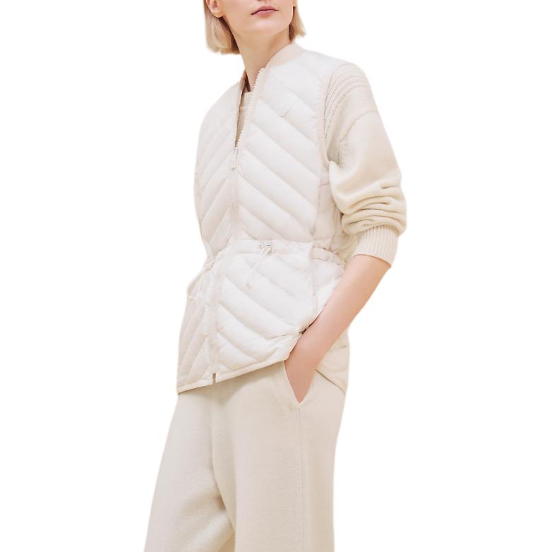 Order (Women) HERMES FW24  Quilted Waist Drawstring Zip Vest White Pearl. H4H0169DRTL