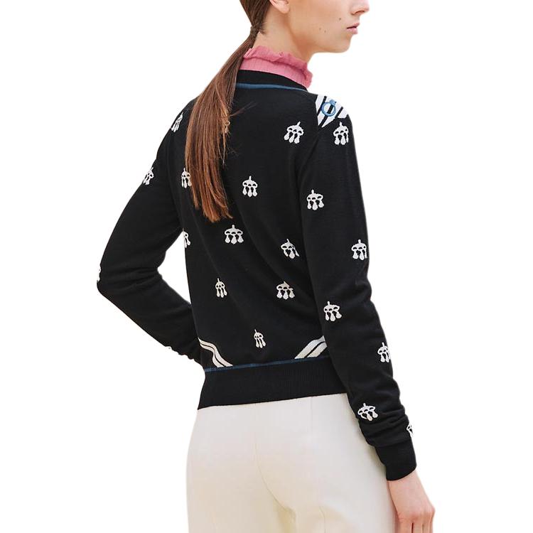 Lookbook (W) HERMES FW24 Suéter de Manga Larga con Bordado Jacquard a Rayas. H4H2662DD02