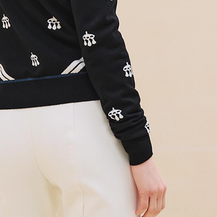 Purchase (W) HERMES FW24 Suéter de Manga Larga con Bordado Jacquard a Rayas. H4H2662DD02