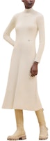 (Women) HERMES FW24 White Long-Sleeve Midi Dress with Ribbed Turtleneck Details. H4H2528D1A3 (Women) HERMES FW24 White Long-Sleeve Midi Dress with Ribbed Turtleneck Details. H4H2528D1A3