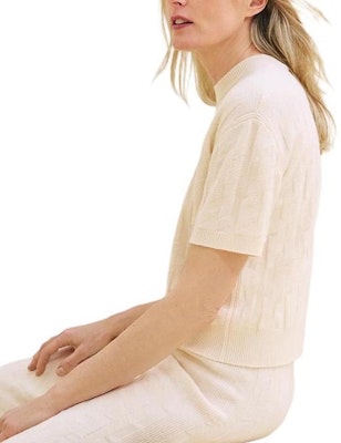 (Women) HERMES FW24 White Plain Ribbed Knit Casual Short Sleeve Top. H4H2621D3A3 Order (Women) HERMES FW24 White Plain Ribbed Knit Casual Short Sleeve Top. H4H2621D3A3