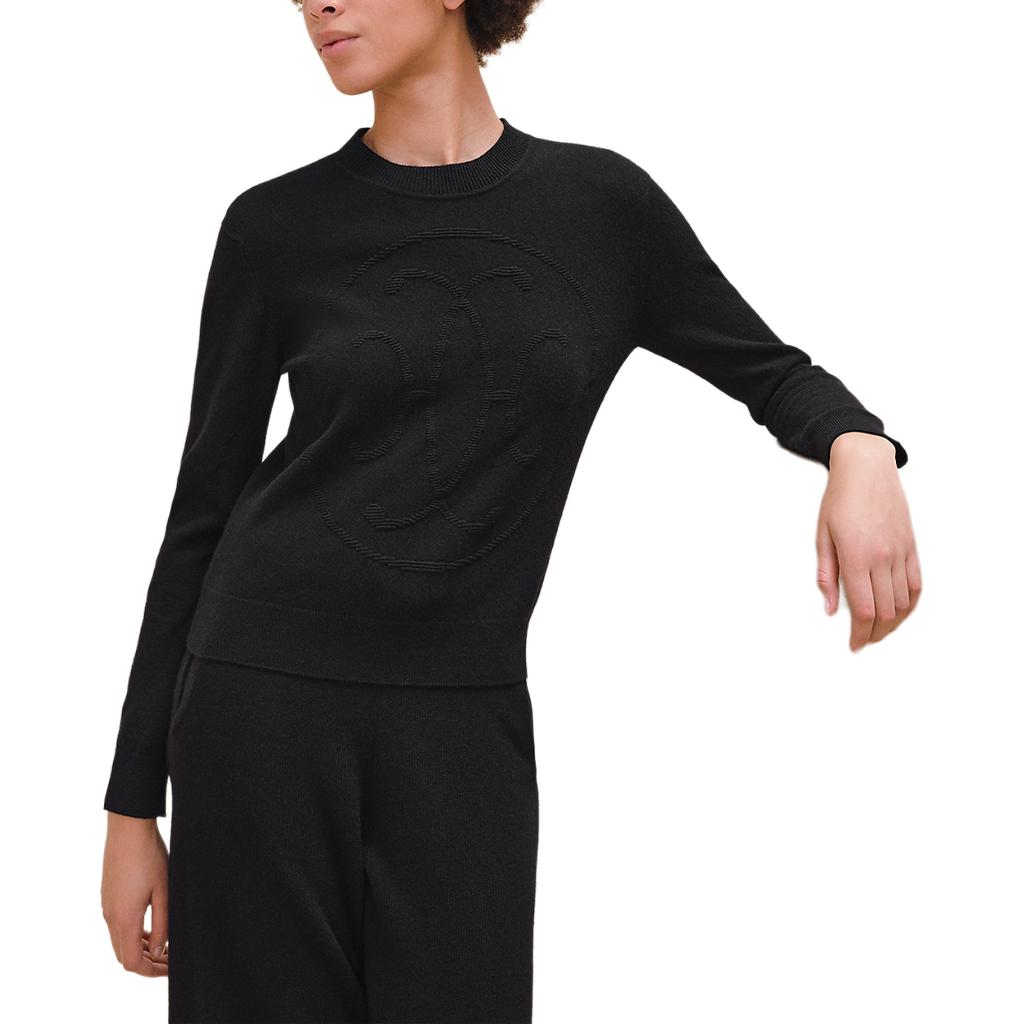 Order (Women) HERMES FW24 Black Cashmere Ribbed Crew Neck Long Sleeve Sweater H4H2602D10240