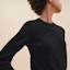 Shop (Women) HERMES FW24 Black Cashmere Ribbed Crew Neck Long Sleeve Sweater H4H2602D10240