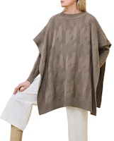 (Women) HERMES FW24 Grey Wool Ribbed Knit Poncho Cape Sweater H4H2904D3DK34 (Women) HERMES FW24 Grey Wool Ribbed Knit Poncho Cape Sweater H4H2904D3DK34