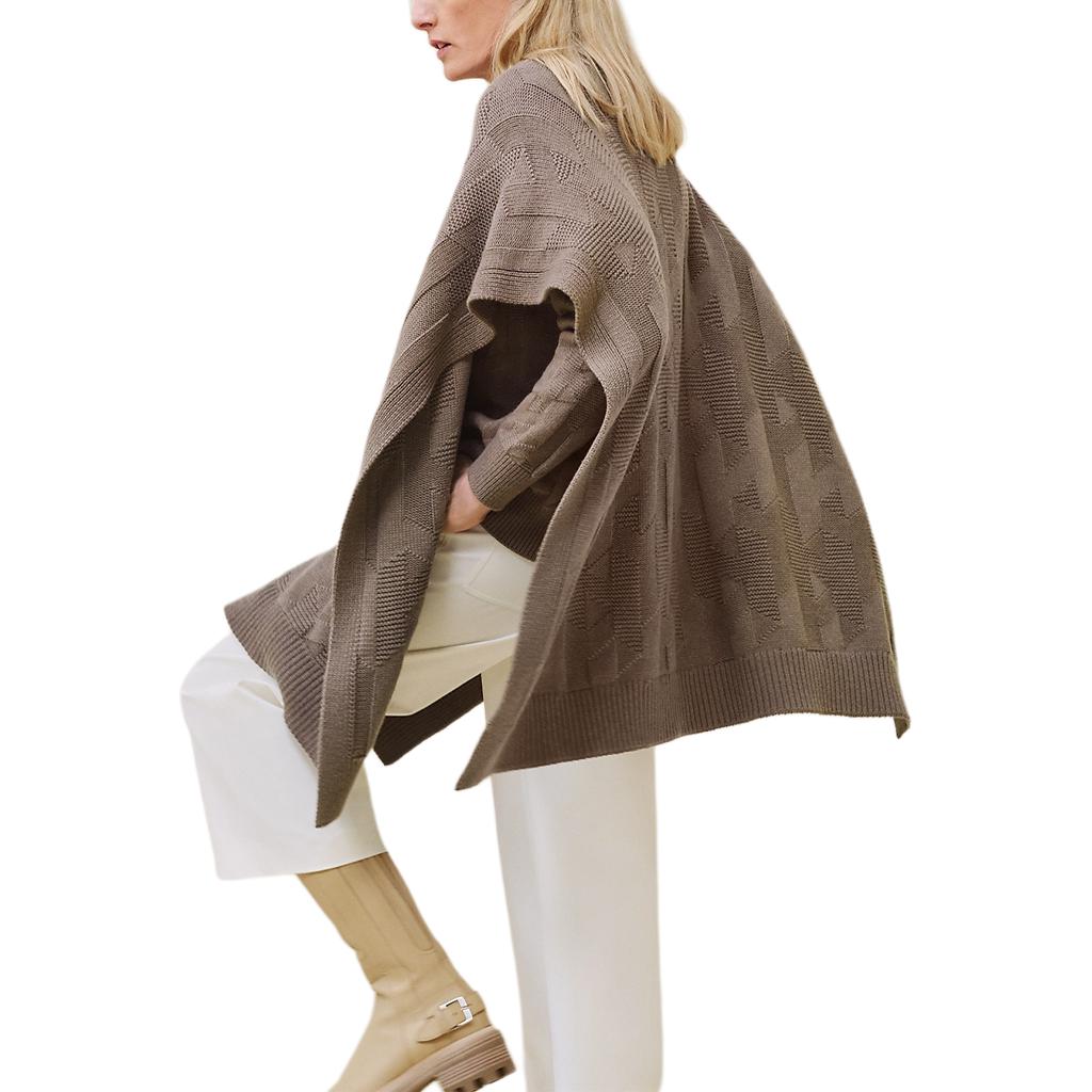 Lookbook (W) 에르메스 FW24 그레이 울 골지 니트 판초 케이프 스웨터 H4H2904D3DK34