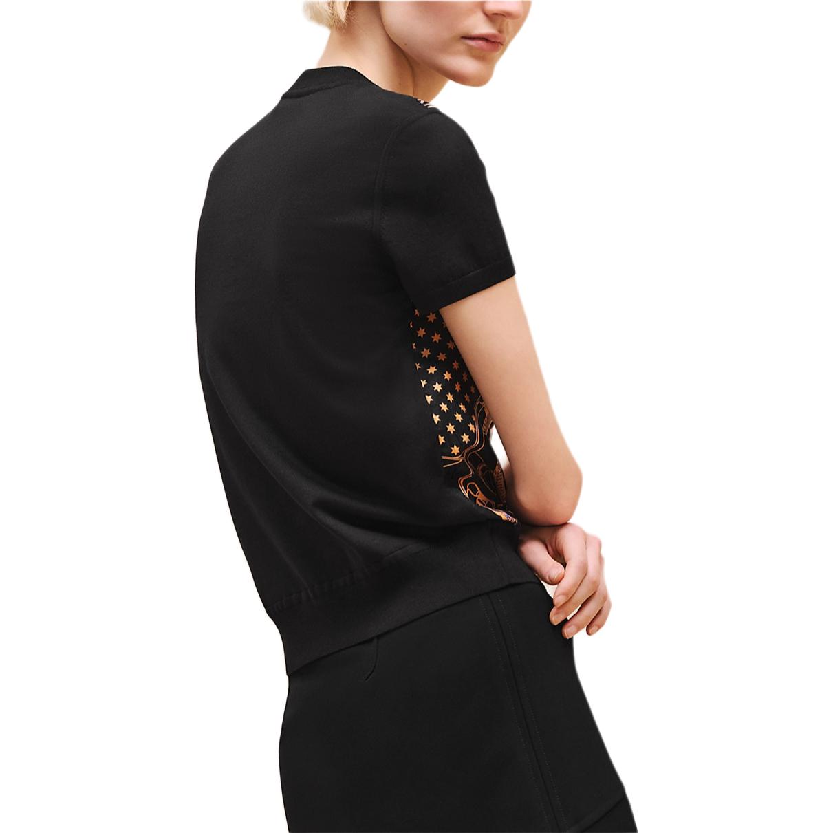 (Women) HERMES FW24 Pattern Print Black Knitted Short Sleeve T-Shirt . H4H2816D302 圖 3