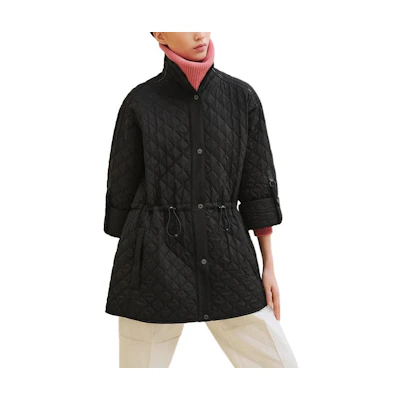(Women) HERMES FW24 Quilted Long Sleeve Jacket with Drawstring Waist Women Black. H4H0164DR02