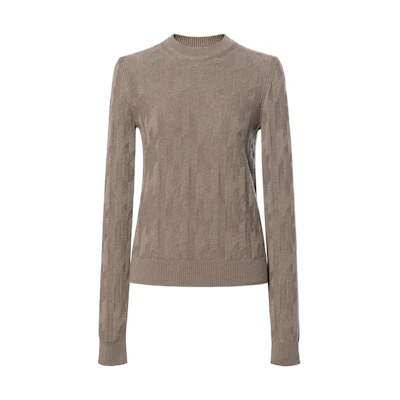 (Women) HERMES FW25 Logo Crewneck Long Sleeve Sweater Grey White. H4H2610D3DK