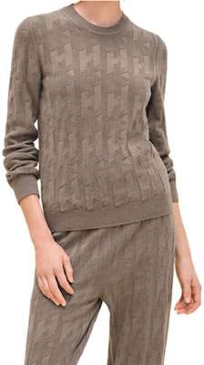 (Women) HERMES FW25 Logo Crewneck Long Sleeve Sweater Grey White. H4H2610D3DK Order (Women) HERMES FW25 Logo Crewneck Long Sleeve Sweater Grey White. H4H2610D3DK