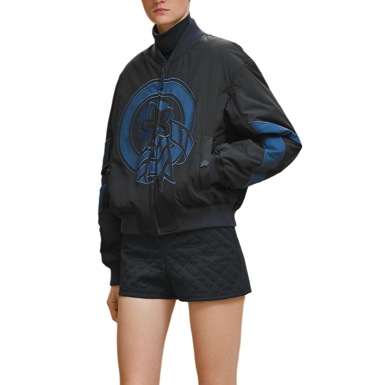 (Women) HERMES FW25  Reversible Zipper Graphic Bomber Jacket. H5H0150DQ5H