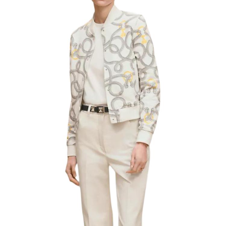 (Women) HERMES FW25  Teddy Bear Printed Long Sleeve Jacket. H5H4203DT91